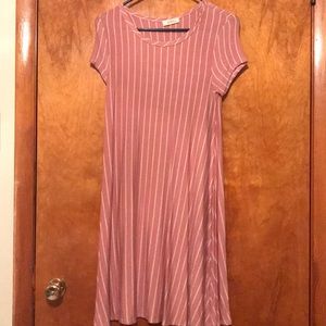 Casual pink and white striped dress